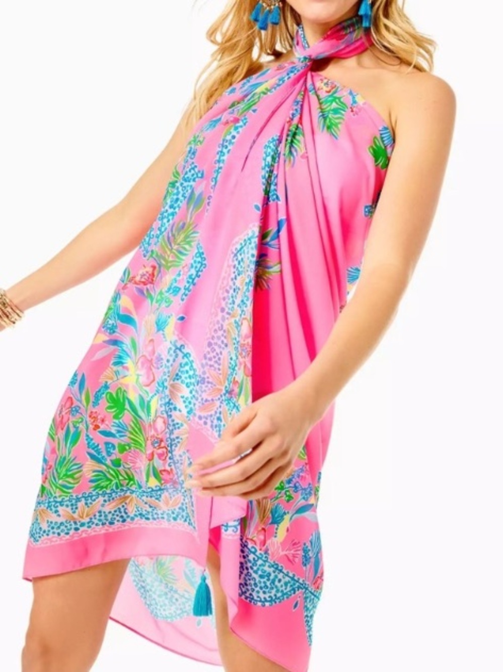 Lilly Pulitzer Pareo Havana Pink Jaguar Engineered Sarong Coverup Wrap